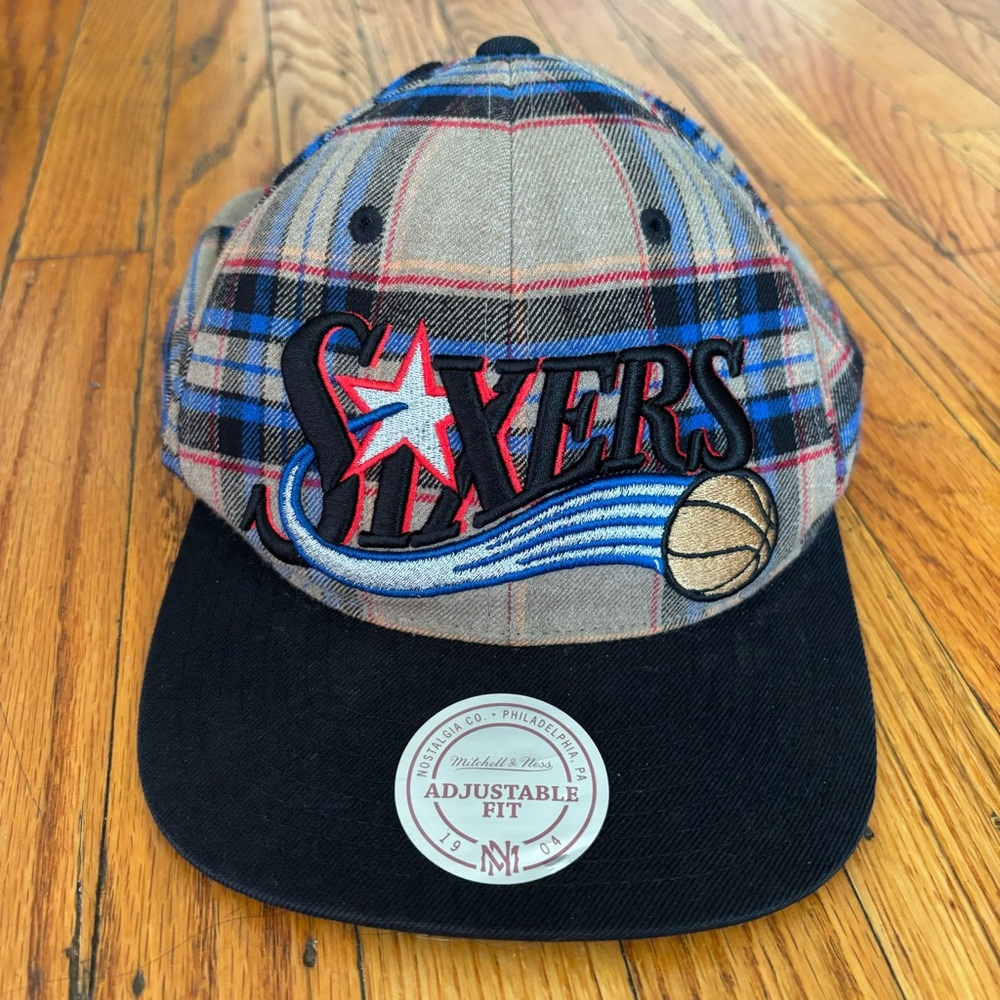 Mitchell & Ness NBA Philadelphia 76ers Hardwood Classics Plaid Strap Back Hat